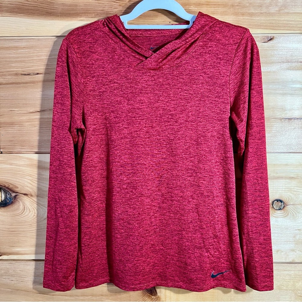 Nike Women's Heathered Red Lightweight Hoodie Top Sporty Athleisure Gorpcore